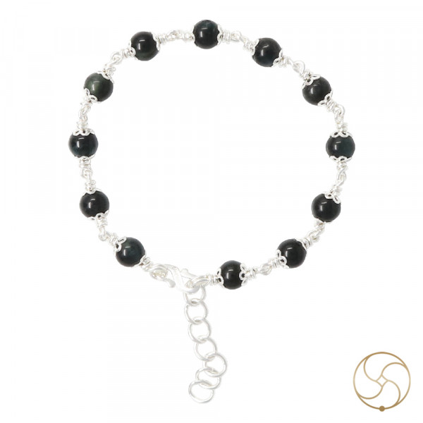 Image of 99.9%  Silver Black Tourmaline Bracelet For Male And Female - चाँदी वैक्रांत वलय स्त्री पुरुष हेतु