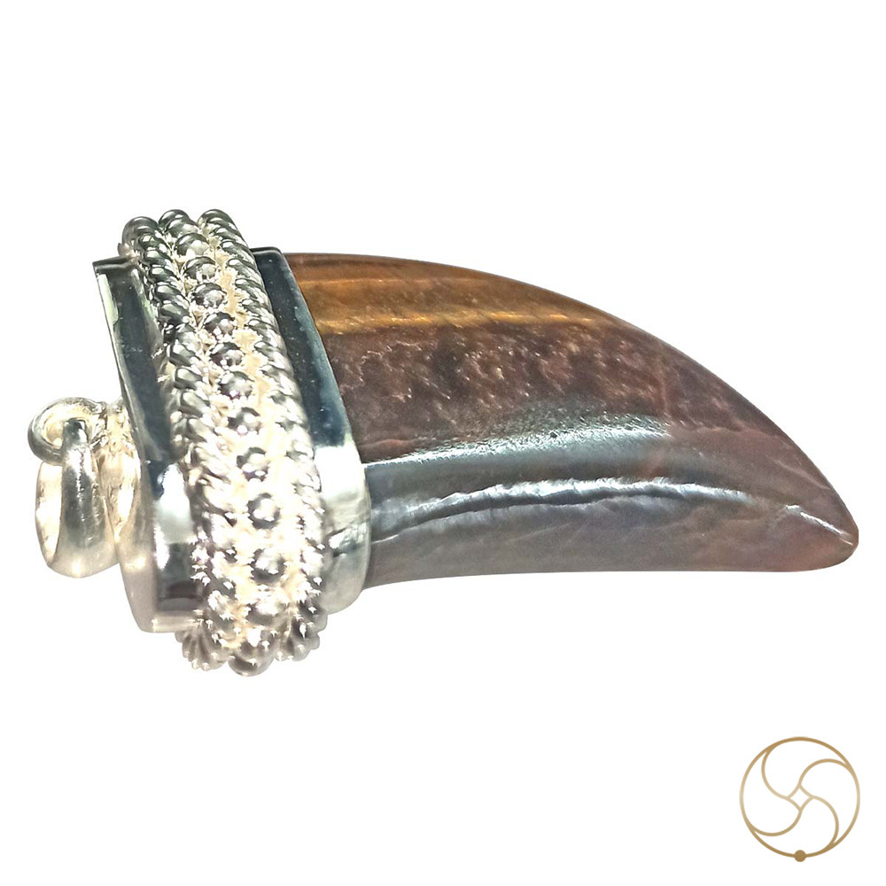 925 Silver Tiger Eye Gemstone Claw  Pendant       