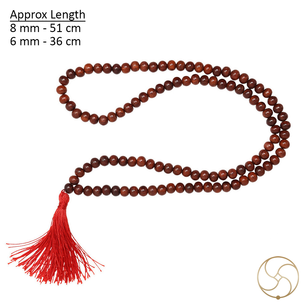 Red Sandalwood Mala - 1081 Beads for Jaap or Wearing 6mm or 8mm