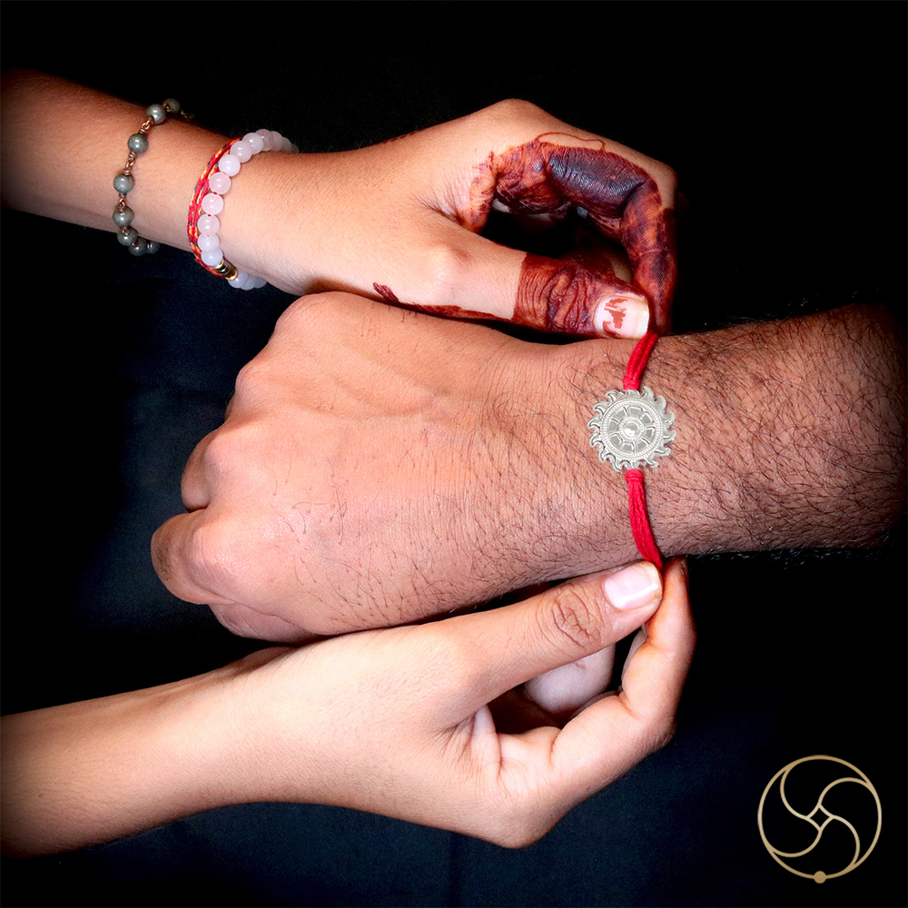 999 Silver Sudarshan Chakra Rakhi Traditional Rakhi Bracelet