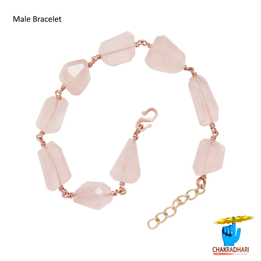 999 Pure Copper Rose Quartz Bracelet For Male And Female - 999