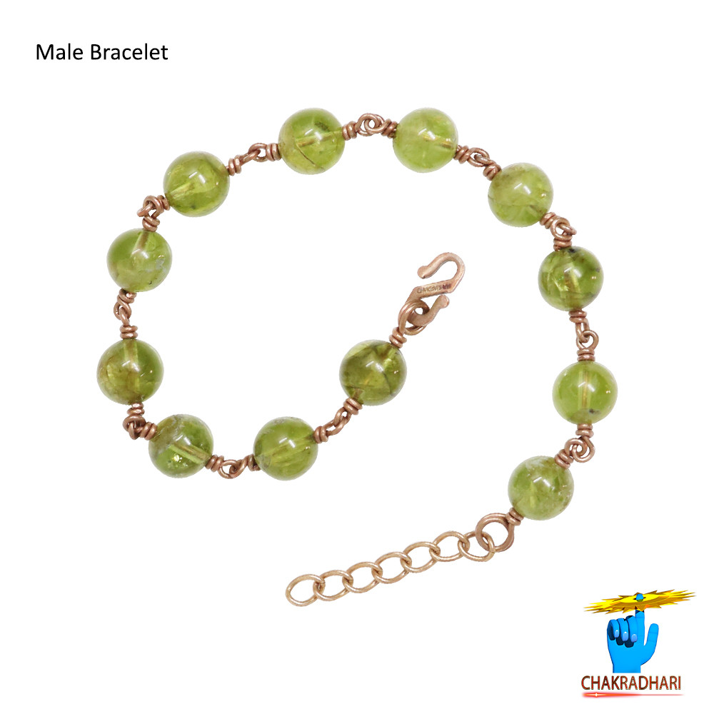 Pure Copper Peridot Bracelet For Female-