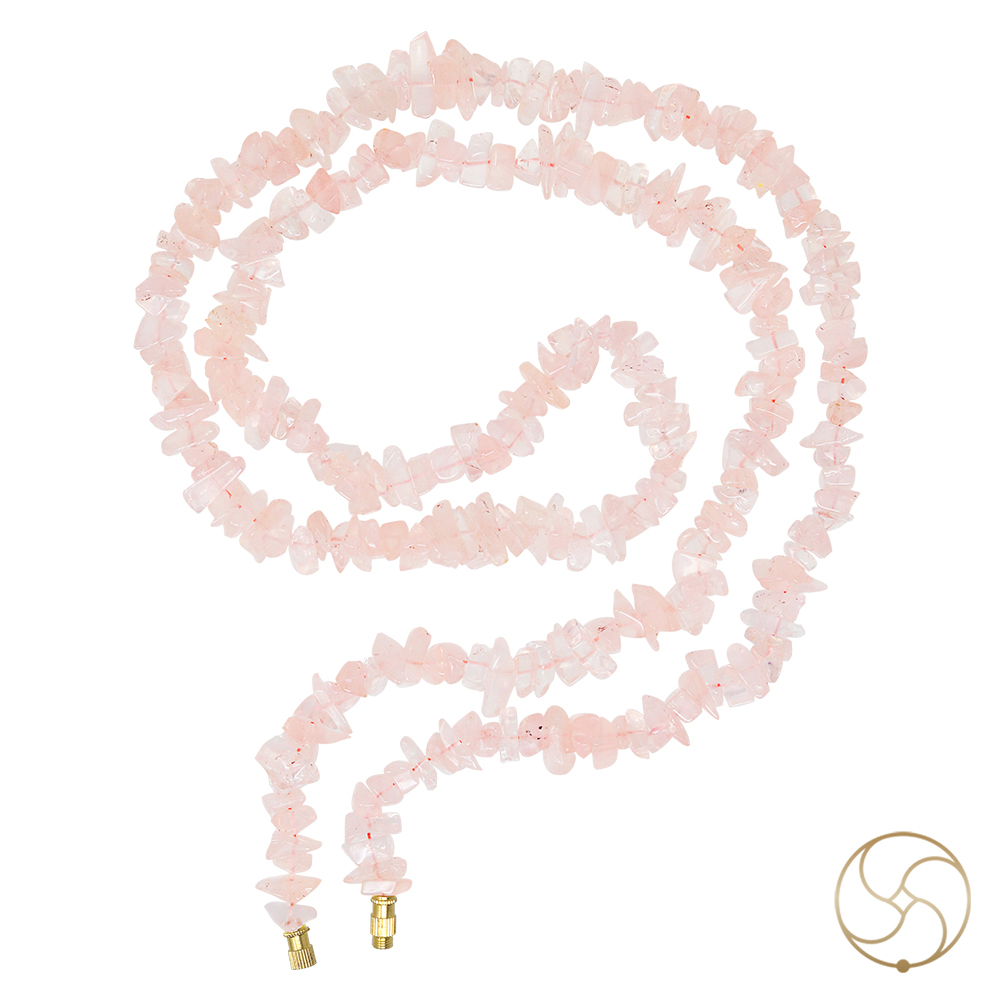 Rose Quartz Chips Wearing Mala -