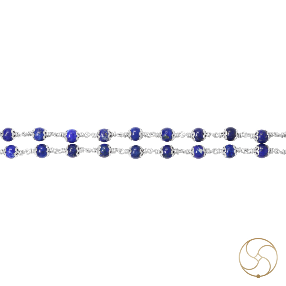 999 Pure Silver Lapis Lazuli Silver Wearing Mala 6mm -  999        