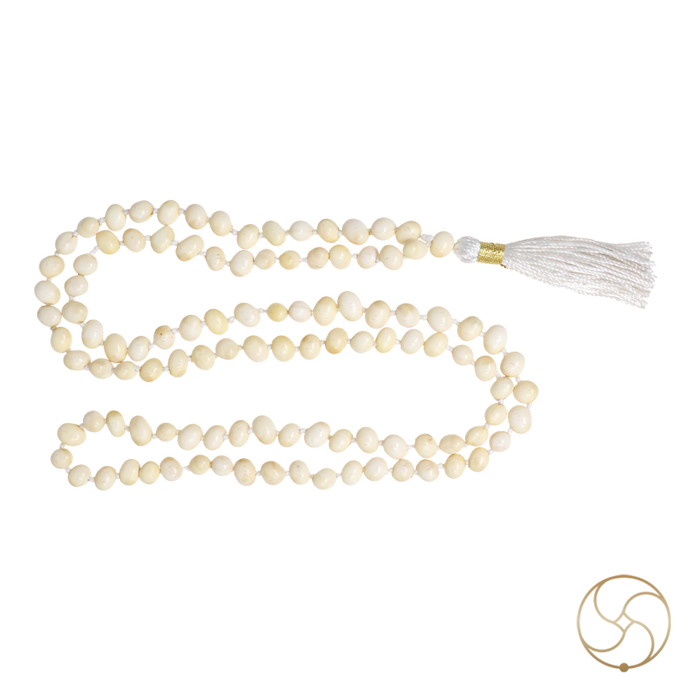 White Chirmi Jaap Mala 108 Plus 1 Beads -