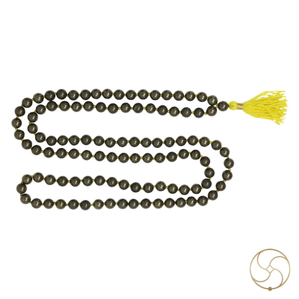 Golden Pyrite Mala 108 Plus 1 Beads - for Jaap or Wearing 8mm or 6mm