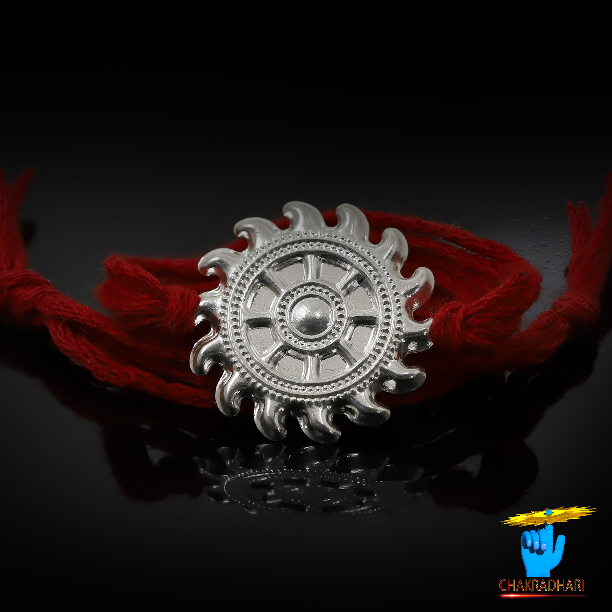 999 Silver Sudarshan Chakra Rakhi Traditional Rakhi Bracelet