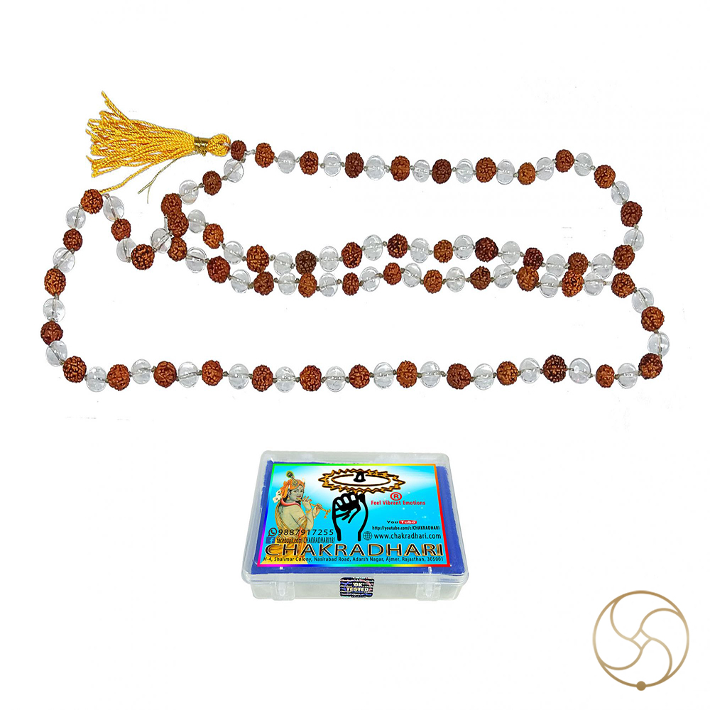 Rudraksh Sphatik Wearing Mala 108 Plus 1 Beads -