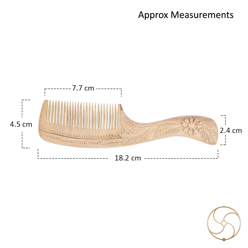 Floral Leaf Sandalwood Comb