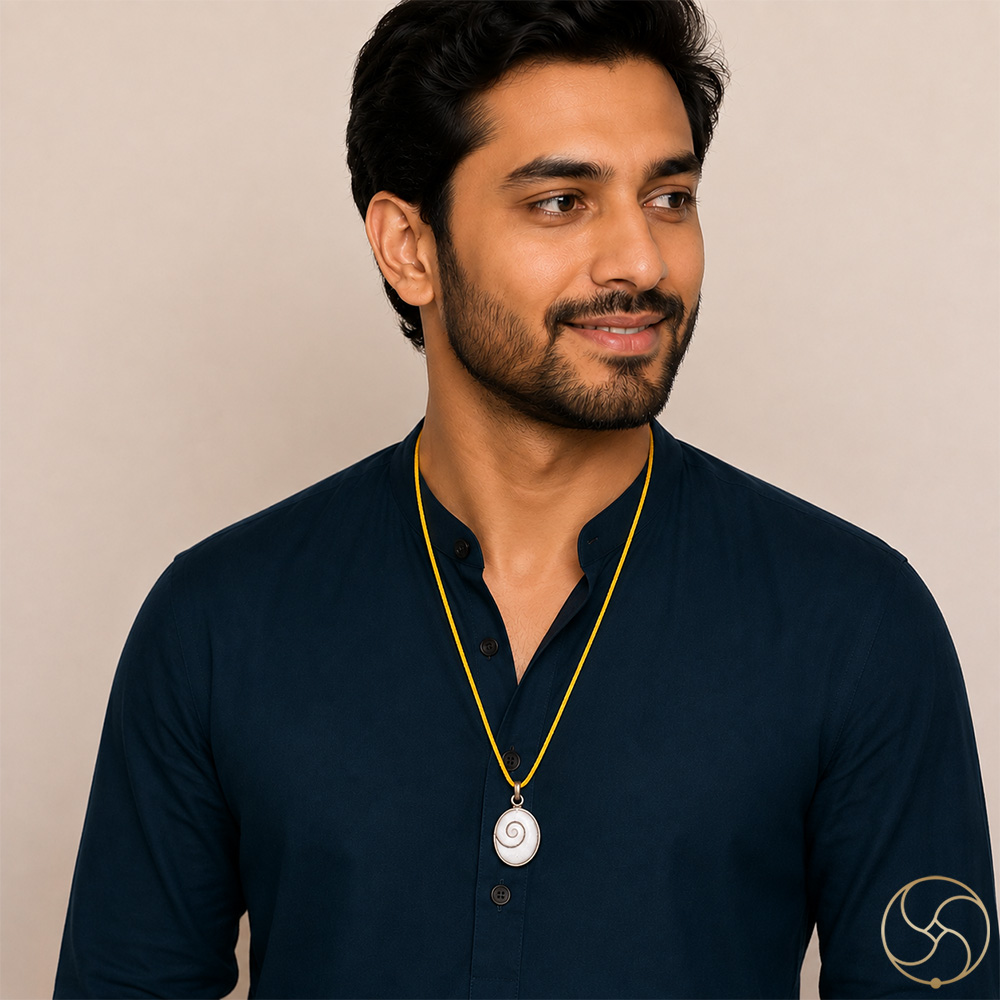 Gomti Chakra Silver Pendant