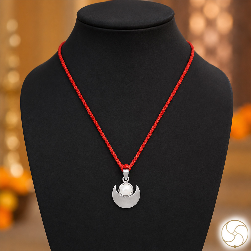 996 Silver Half Moon with Pearl Pendant
