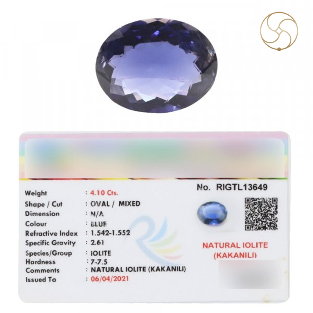 41 Carats Iolite Gemstone With Silver Ring Or Pendant -   