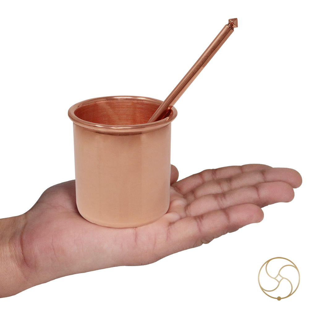 999 Nepaliya Copper Vedic Panchpatra and Aachmani Set 138gm
