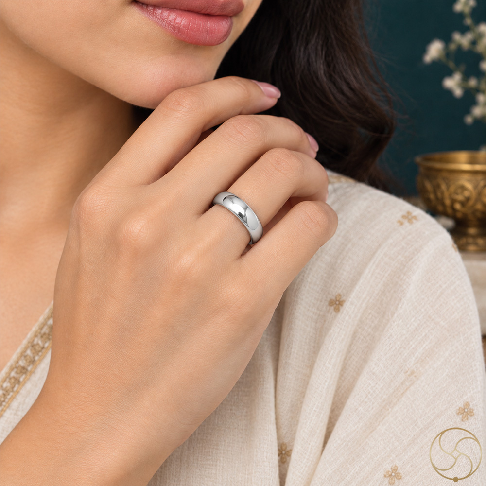 999 Silver Half Round Lathe Ring