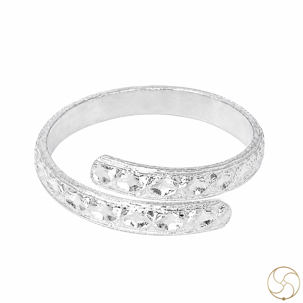 999 Silver Chokor Booti Index Toe Ring Pair