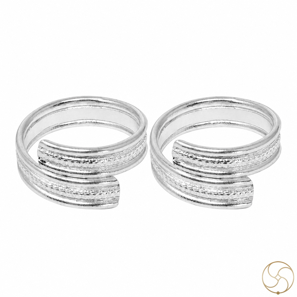 999 Silver Bel Mala Index Toe Ring Pair