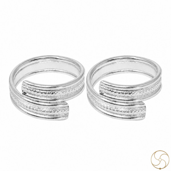 Image of 99.9% Silver Bel Mala Index Toe Ring Pair