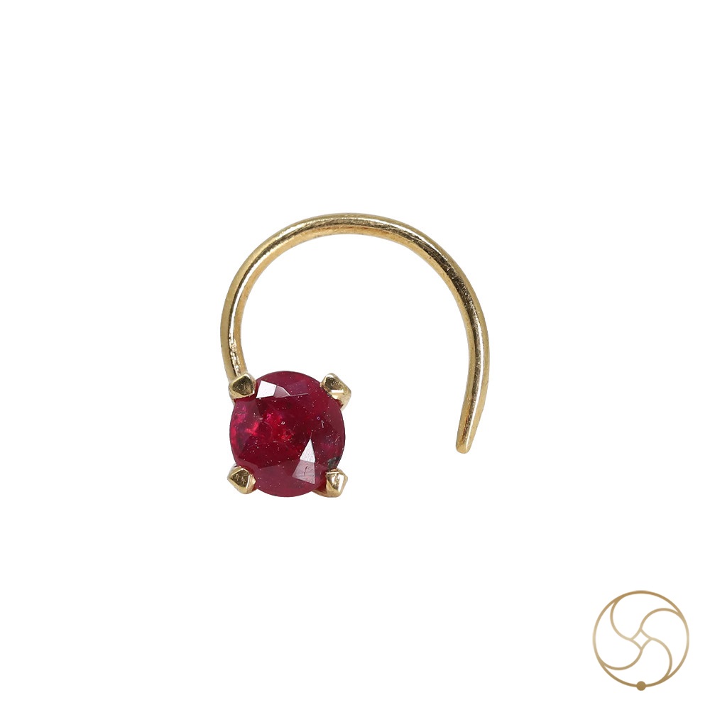 916 0368 grams Gold 036 Carat Natural Ruby Nose pin