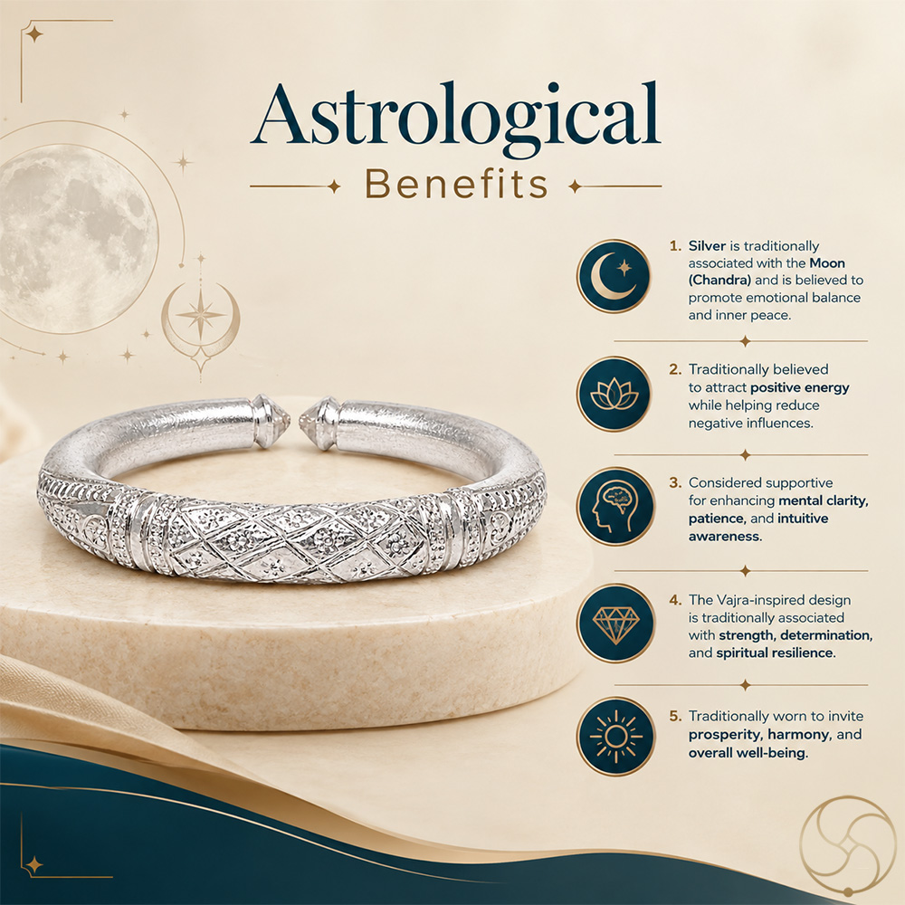 999 Silver Vajra Tapered Arrow Bangle