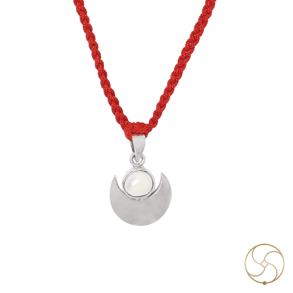 996 Silver Half Moon with Pearl Pendant -    