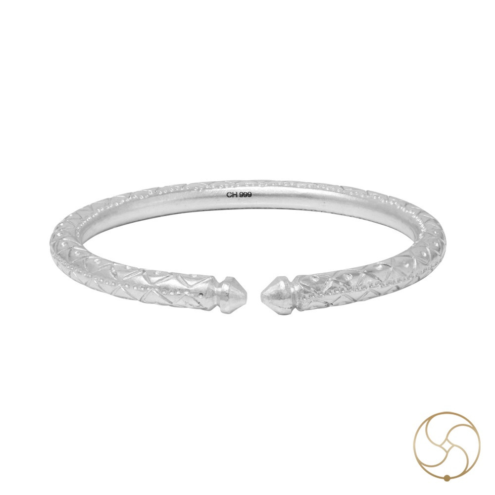999 Silver Floral Design Leg Bangle Pair 200 Grams