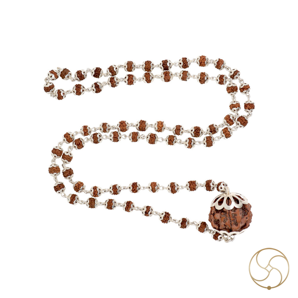 Rudraksha Mala In Silver Cap Wearing 70 1     701 