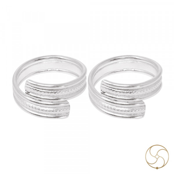 Image of 99.9%  Silver Bel Mala Leg Finger Toe Ring Pair -  पैर की अंगुली हेतु चाँदी बेल माला बिछिये जोड़ी (8.1gm)