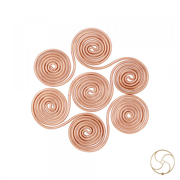 Image of 99.9% Nepaliya Copper EMF Protector 7 circle  Triskelion Energy Coil -  नेपालिया तांबा सप्तचक्र उर्जा घूर्णन कुंडली