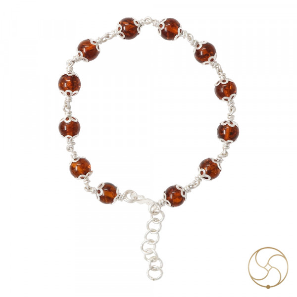 Image of 99.9% Silver Amber Stone Bracelet For Male And Female -  चाँदी अम्बर चट्टान वलय स्त्री पुरुष हेतु