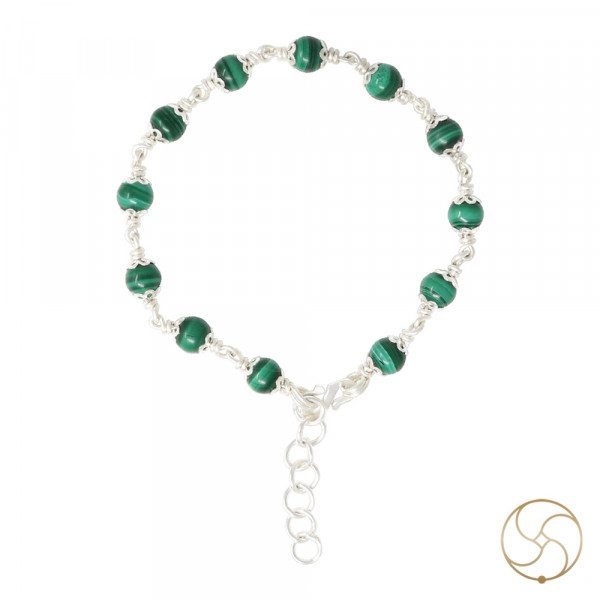 Image of 99.9% Silver Malachite Bracelet For Male Female -  चाँदी दाना फिरंग वलय स्त्री पुरुष हेतु