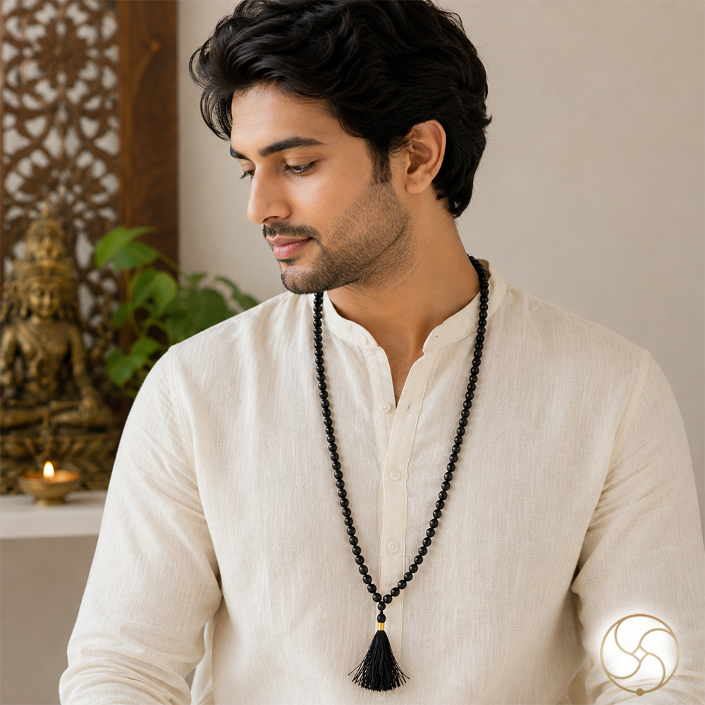 Black Mahavaikrant Mala for Jaap or Wearing - 8mm or 6mm