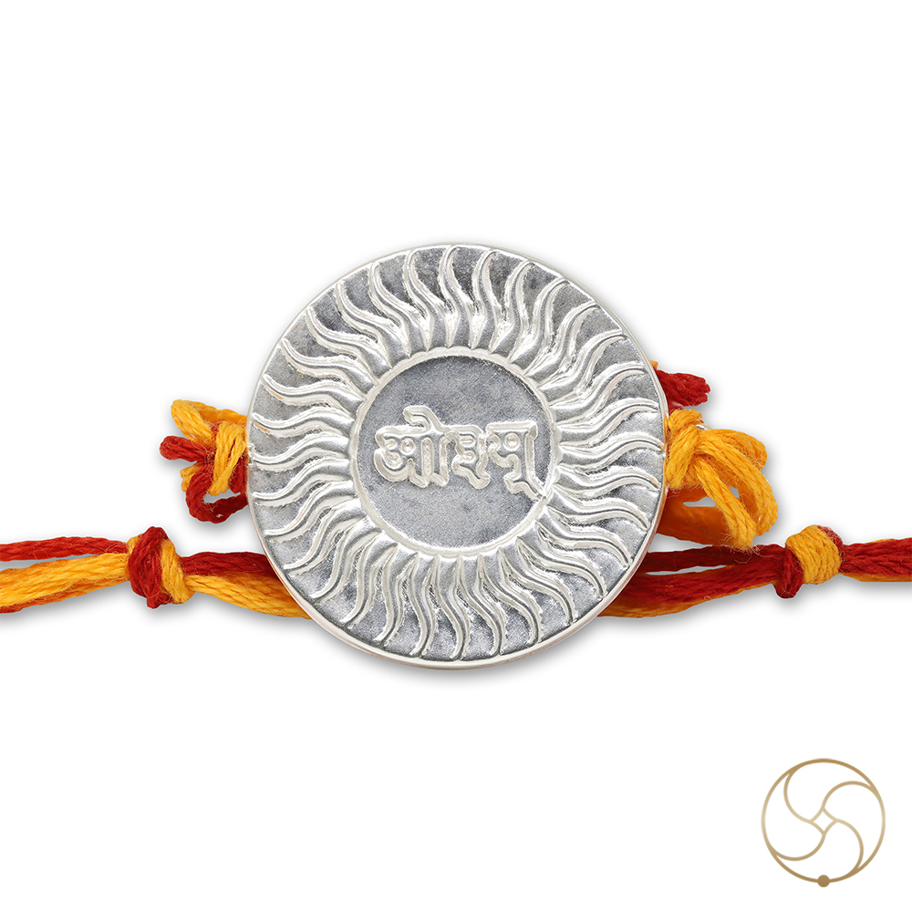 999 Silver Vedic Aum Rakhi  Handcrafted Rakshabandhan Rakhi for Brother