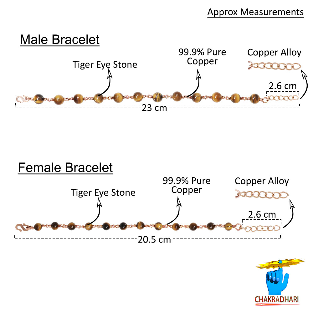Pure Copper Gem Tiger Eye Bracelet For Male And Female -