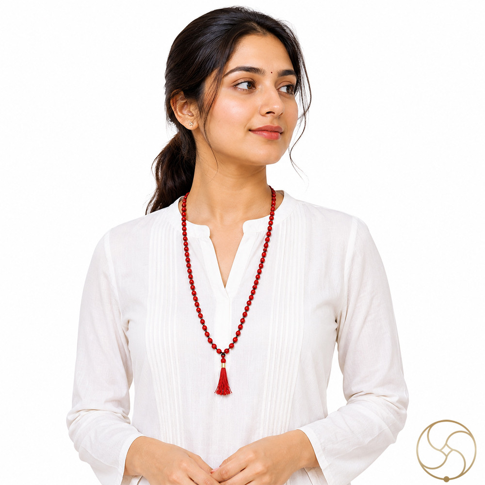 Red Chirmi Jaap Mala 108  1 Beads