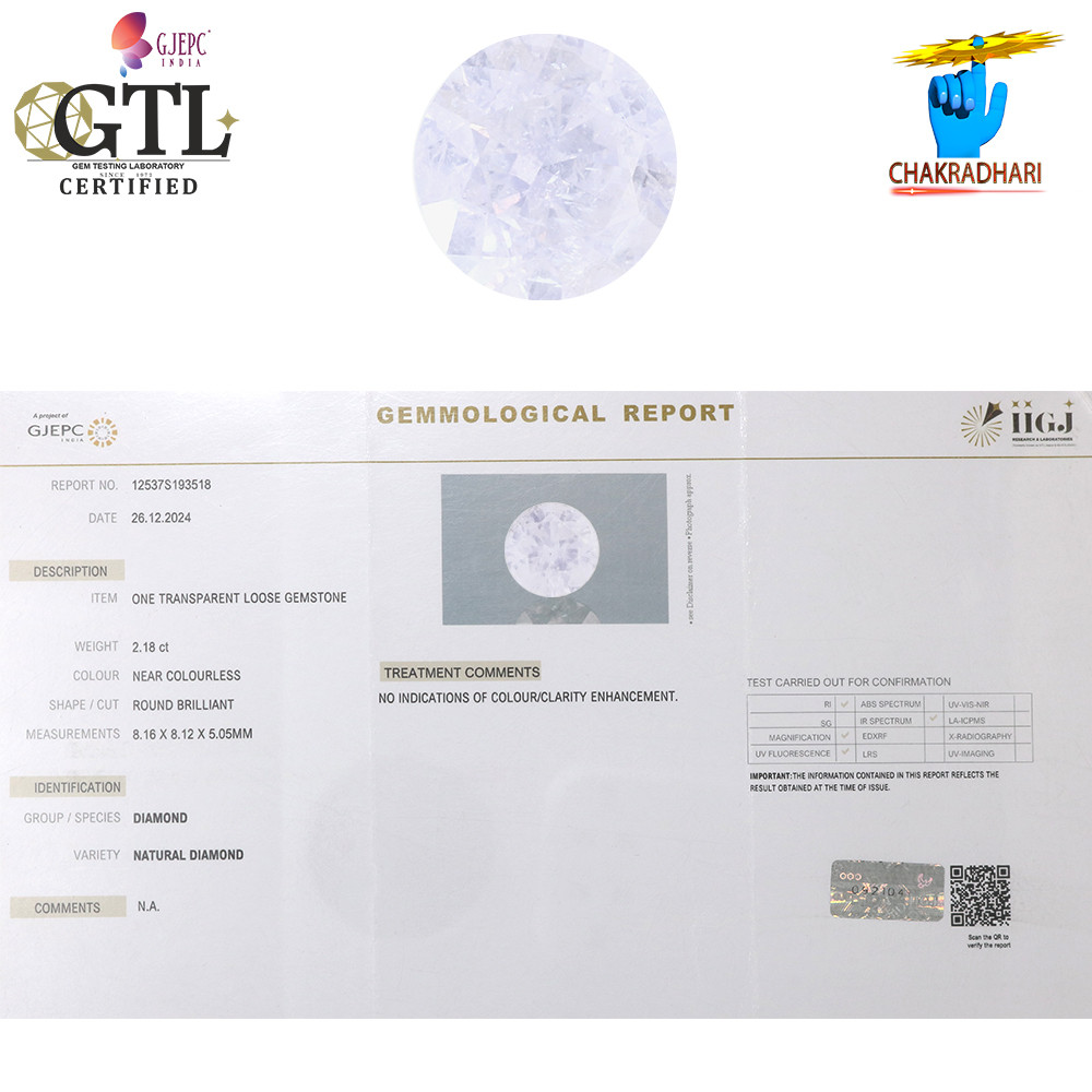 218 Carat Natural Diamond With Silver Ring Or Pendant