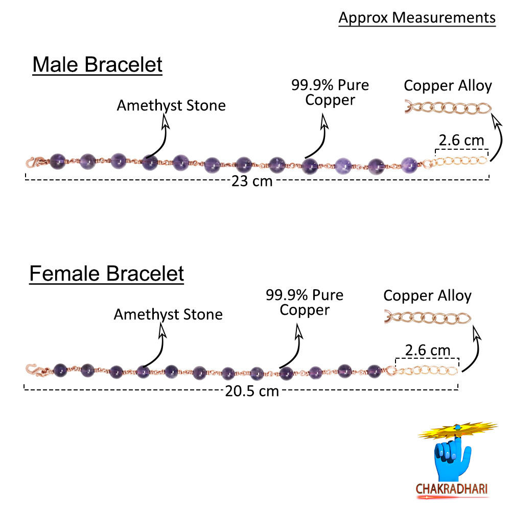 Pure Copper Amethyst Bracelet For Male And Female -