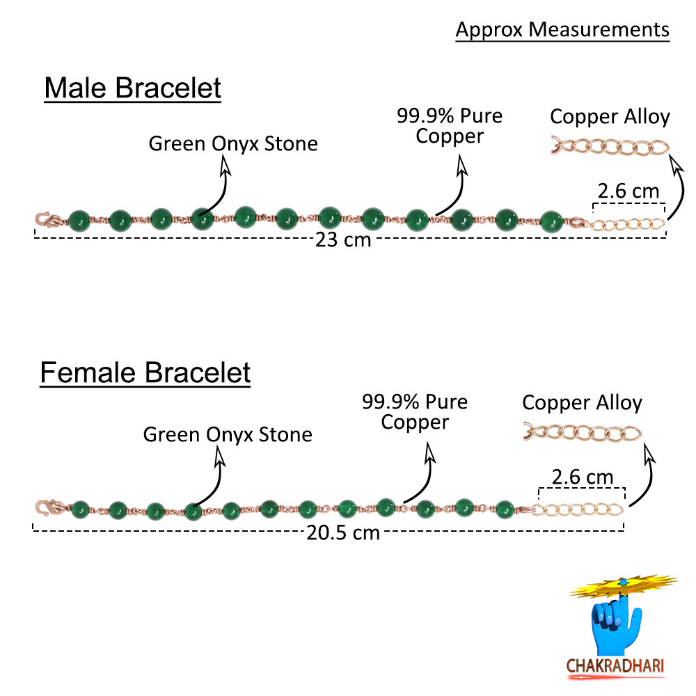 Pure Copper Gem Green onyx Bracelet For Male And Female -