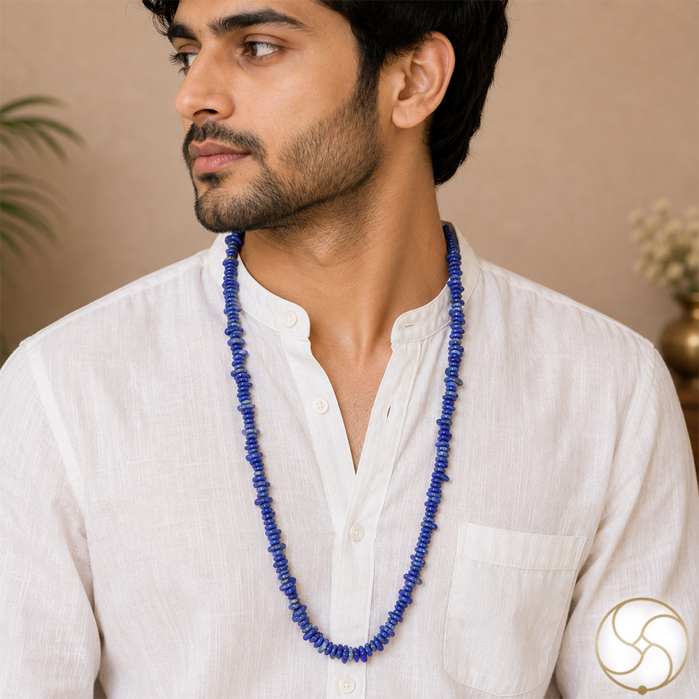 Lapis Lazuli Chips Wearing Mala -