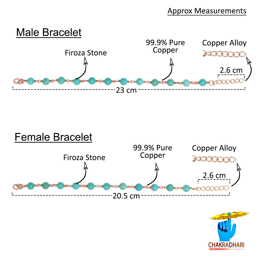 Pure Copper Firoza Bracelet For Male And Female -