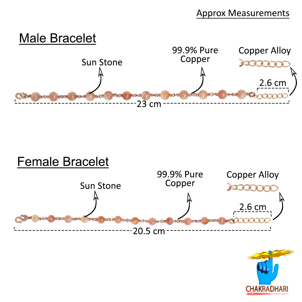 Pure Copper Sun Stone Bracelet For Male And Female -