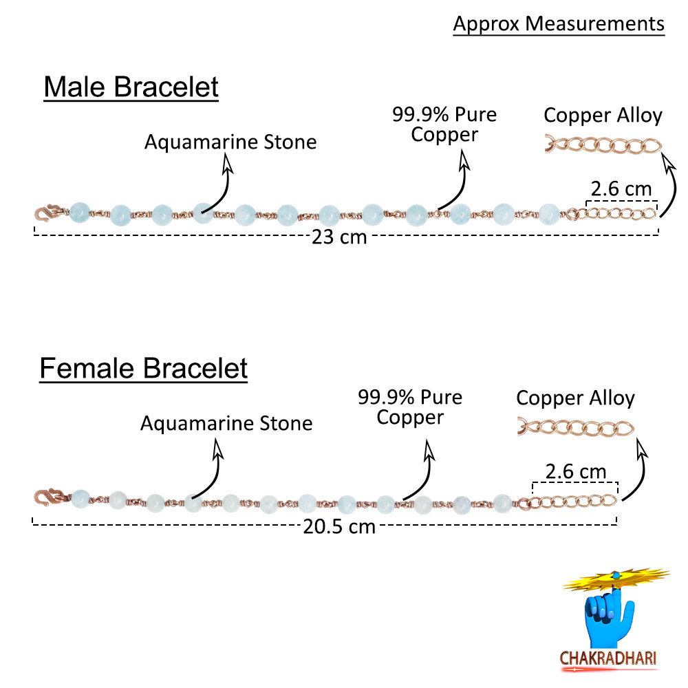Pure Copper Aquamarine Bracelet For Male And Female -