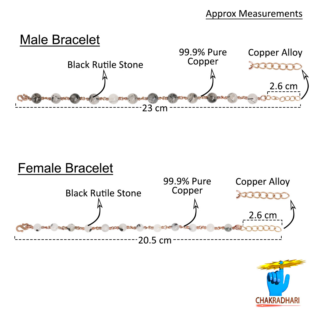Pure Copper Black Rutile Bracelet For Male And Female -