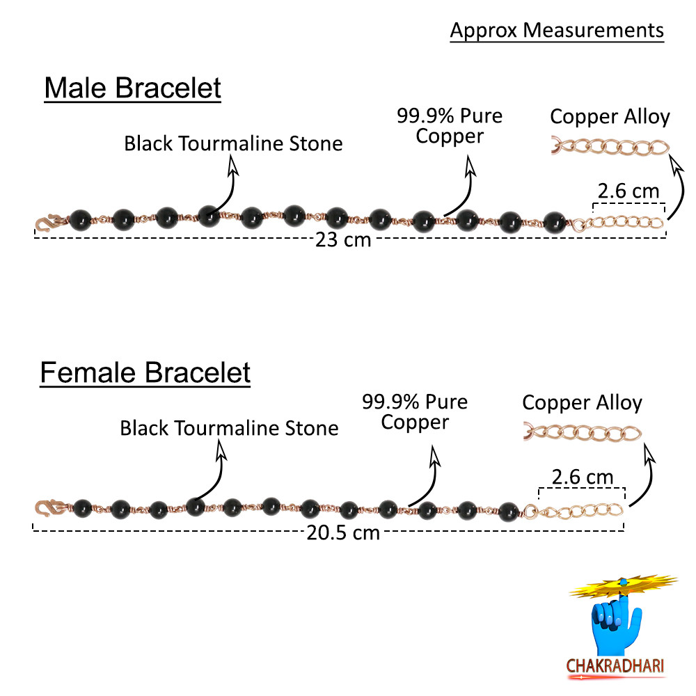 Pure Copper Black Tourmaline Bracelet For Male And Female -