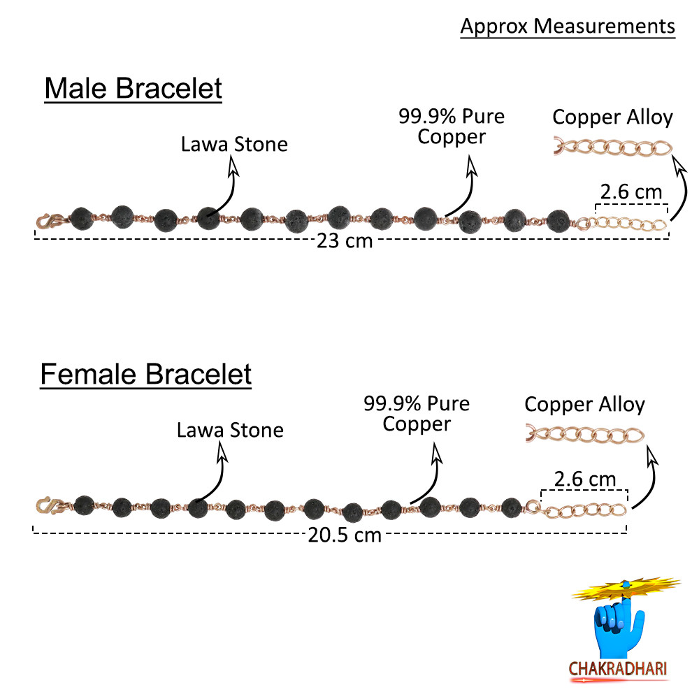 Pure Copper Lawa Stone Bracelet For Male And Female -
