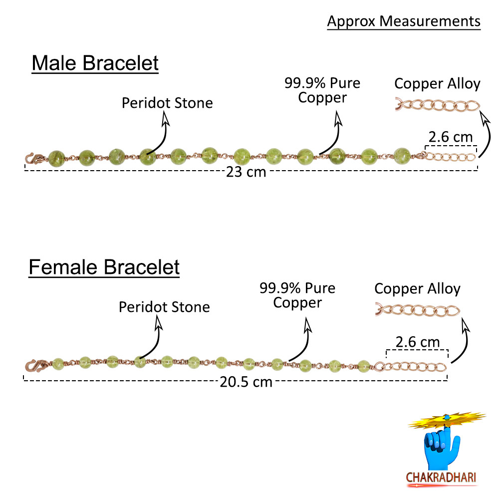 Pure Copper Peridot Bracelet For Female-