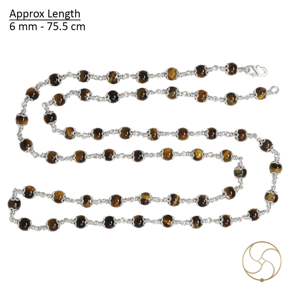 999 Pure Silver Tiger Eye Wearing Mala 6mm 541 Beads - 999         541 