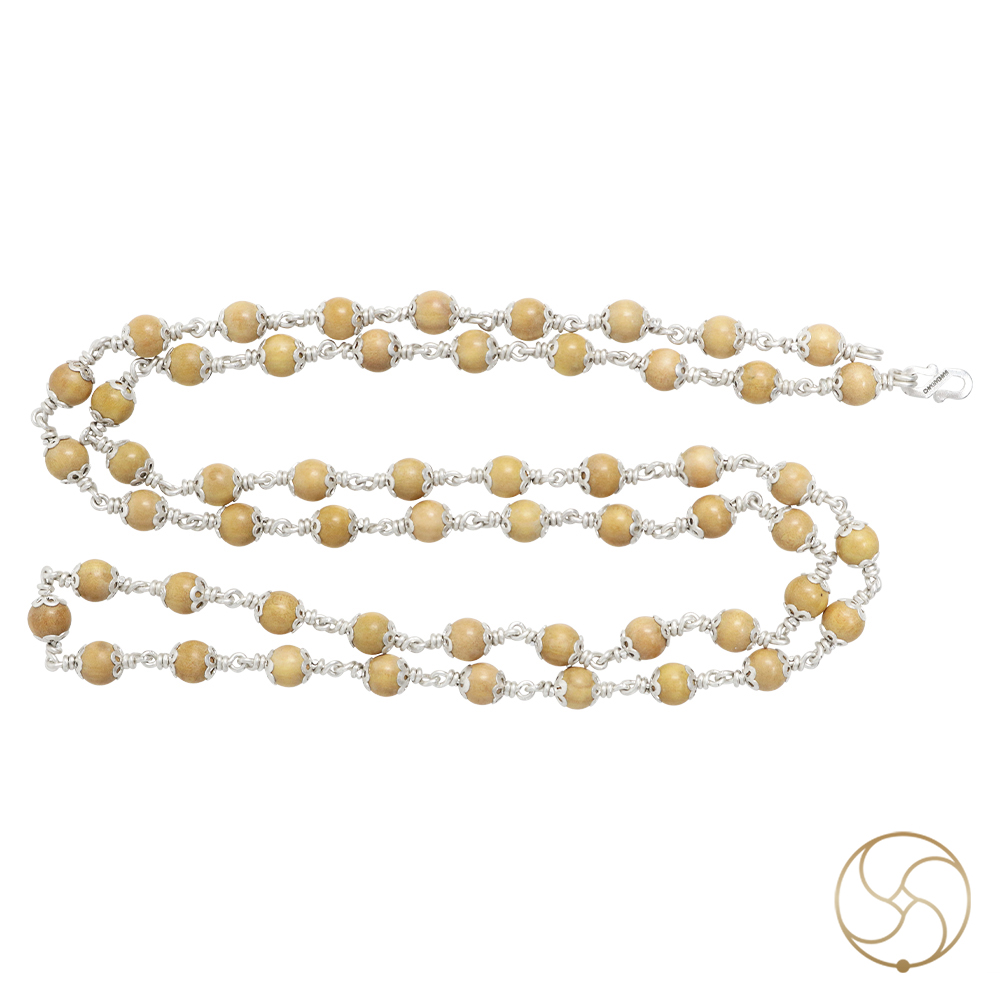 999 Pure Silver Chandan Wearing Mala 6mm 541 Beads - 999 541