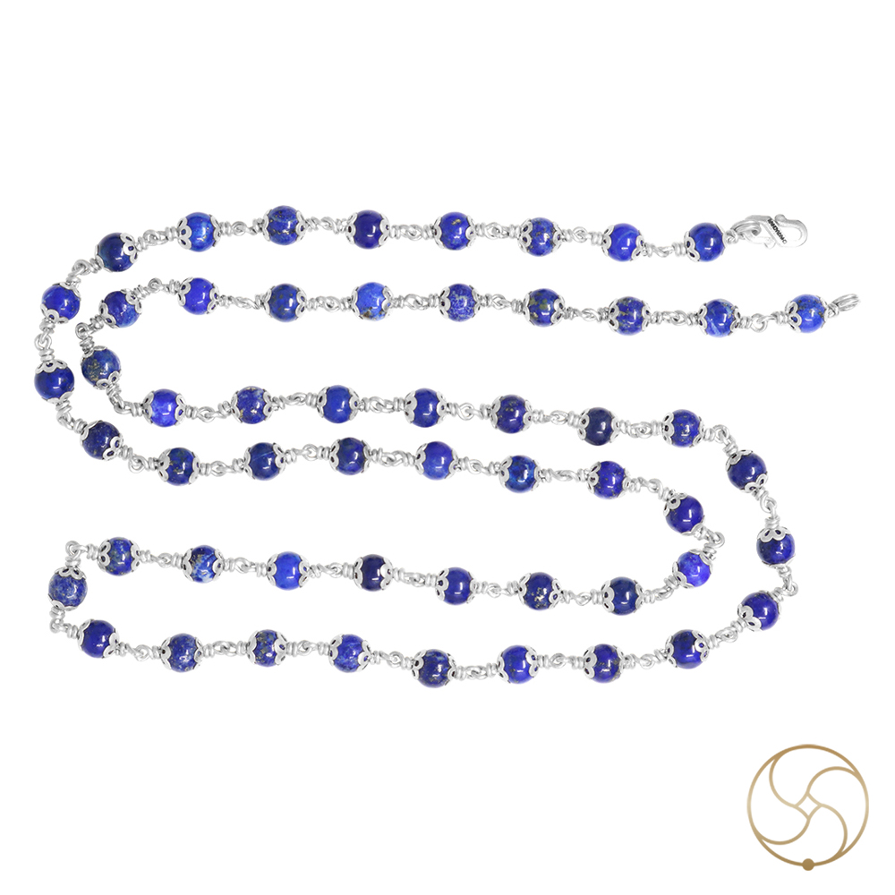 999 Pure Silver Lapis Lazuli Silver Wearing Mala 6mm -  999        