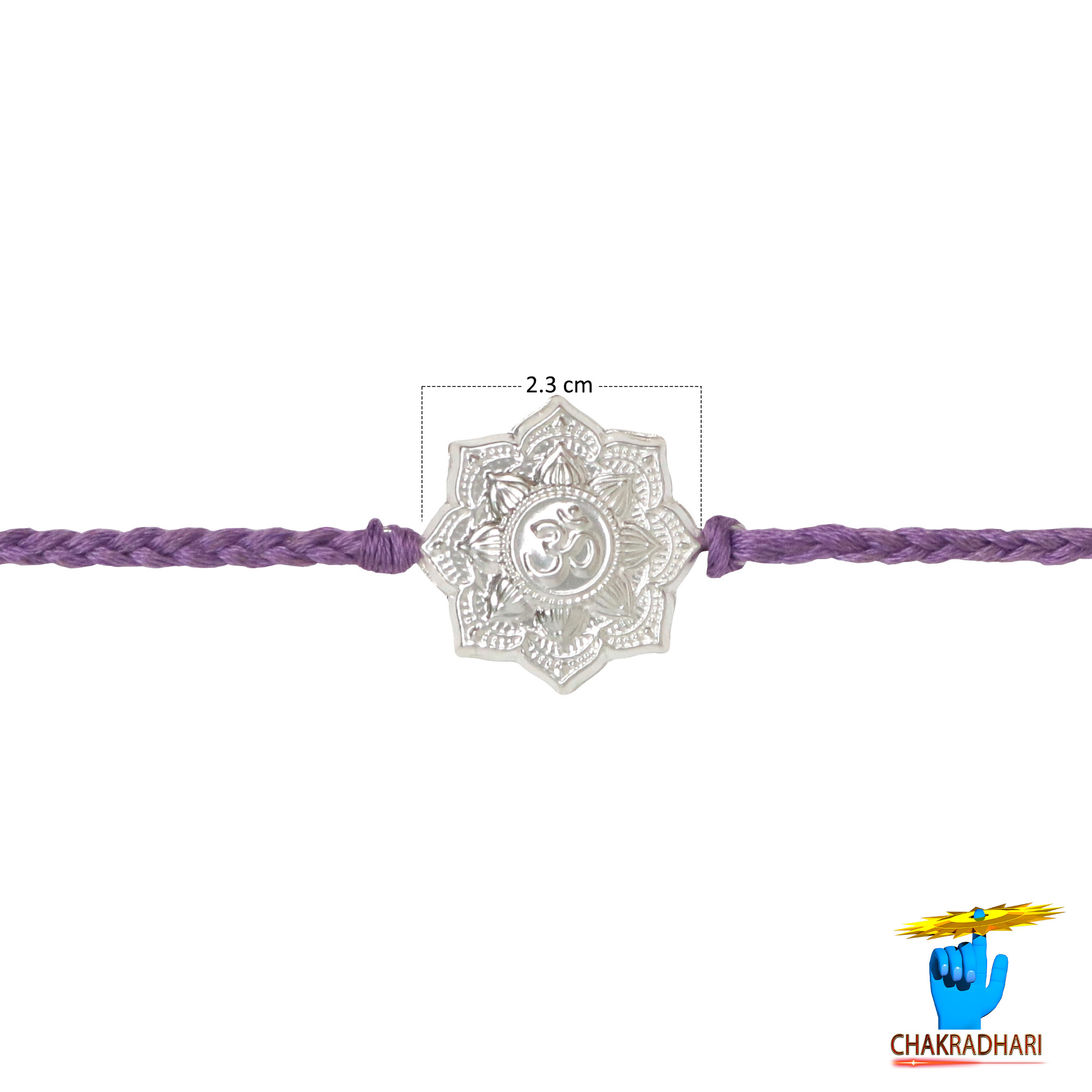 999 Silver Om Rakhi With Temple Dome
