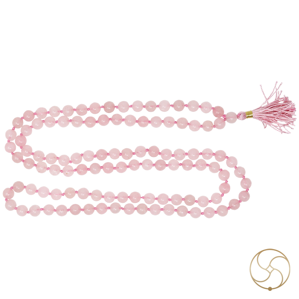 Rose Quartz Mala 108 Plus 1 Beads for Jaap or Wearing 8mm or 6mm